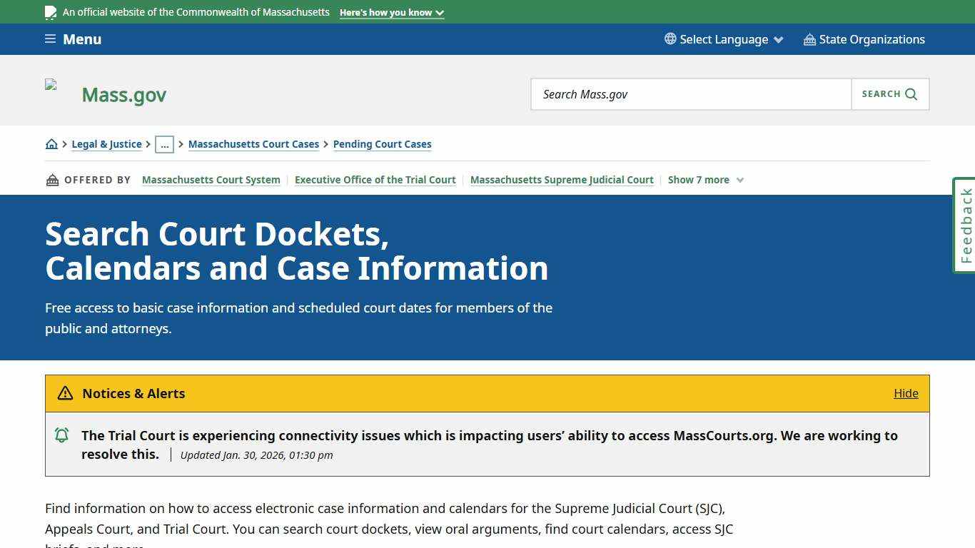 Search Court Dockets, Calendars and Case Information Mass.gov